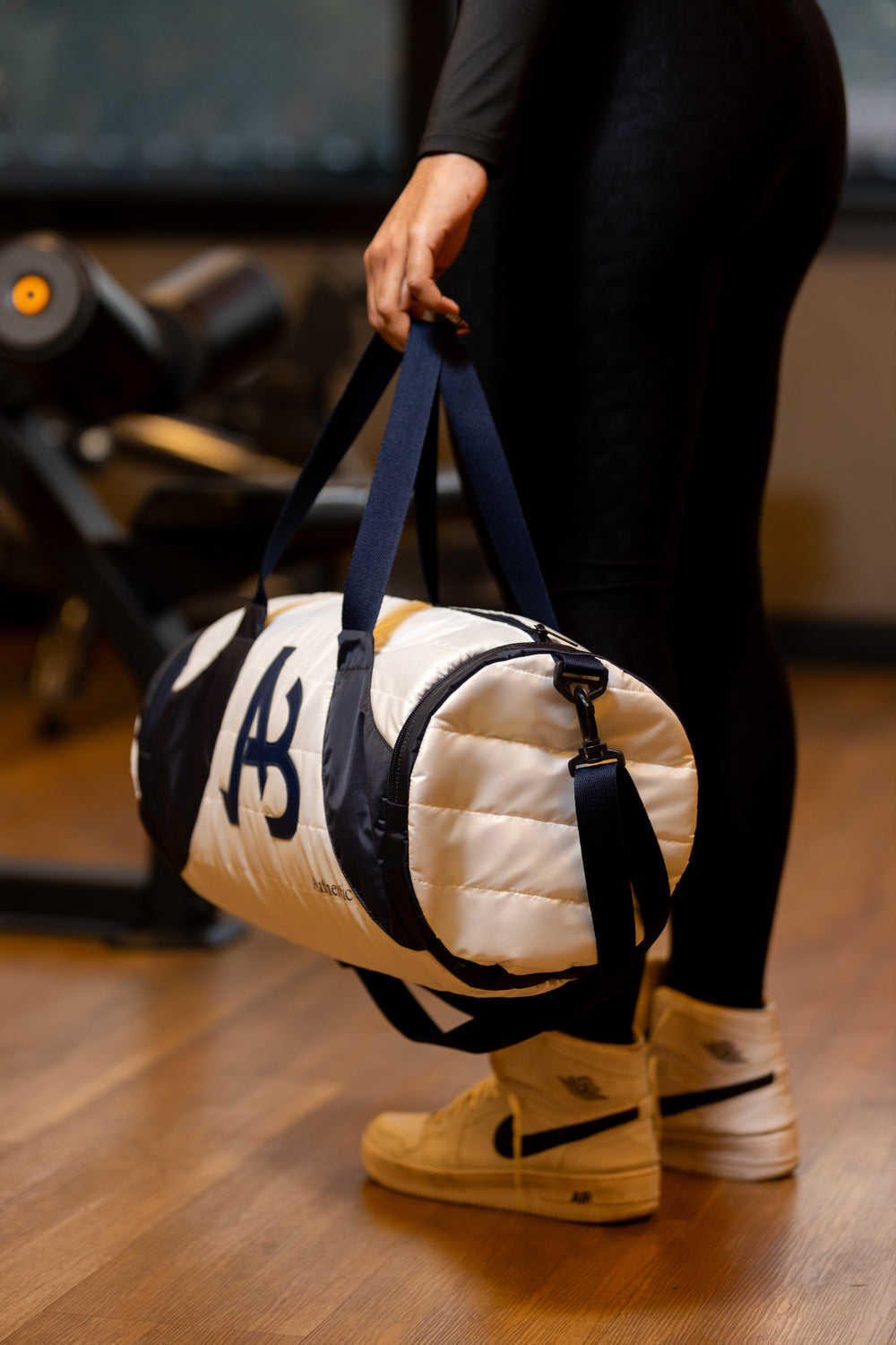 Bolsa Esportiva Authentic Branca e Azul-Marinho
