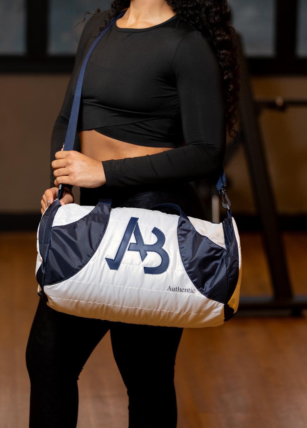 Bolsa Esportiva Authentic Branca e Azul-Marinho