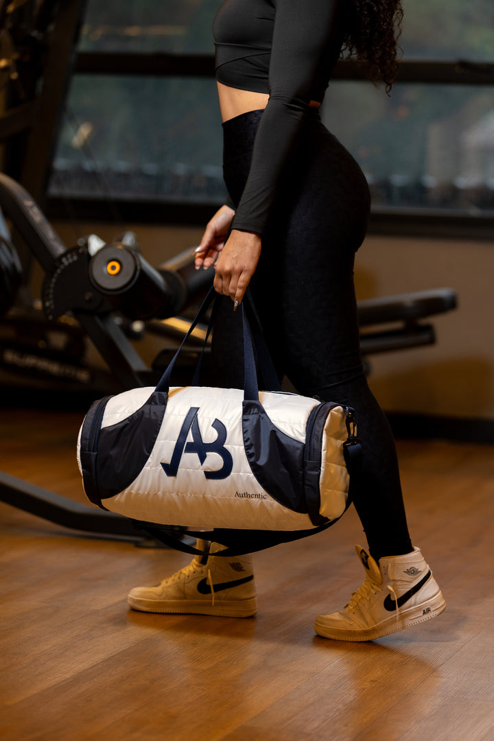Bolsa Esportiva Authentic Branca e Azul-Marinho