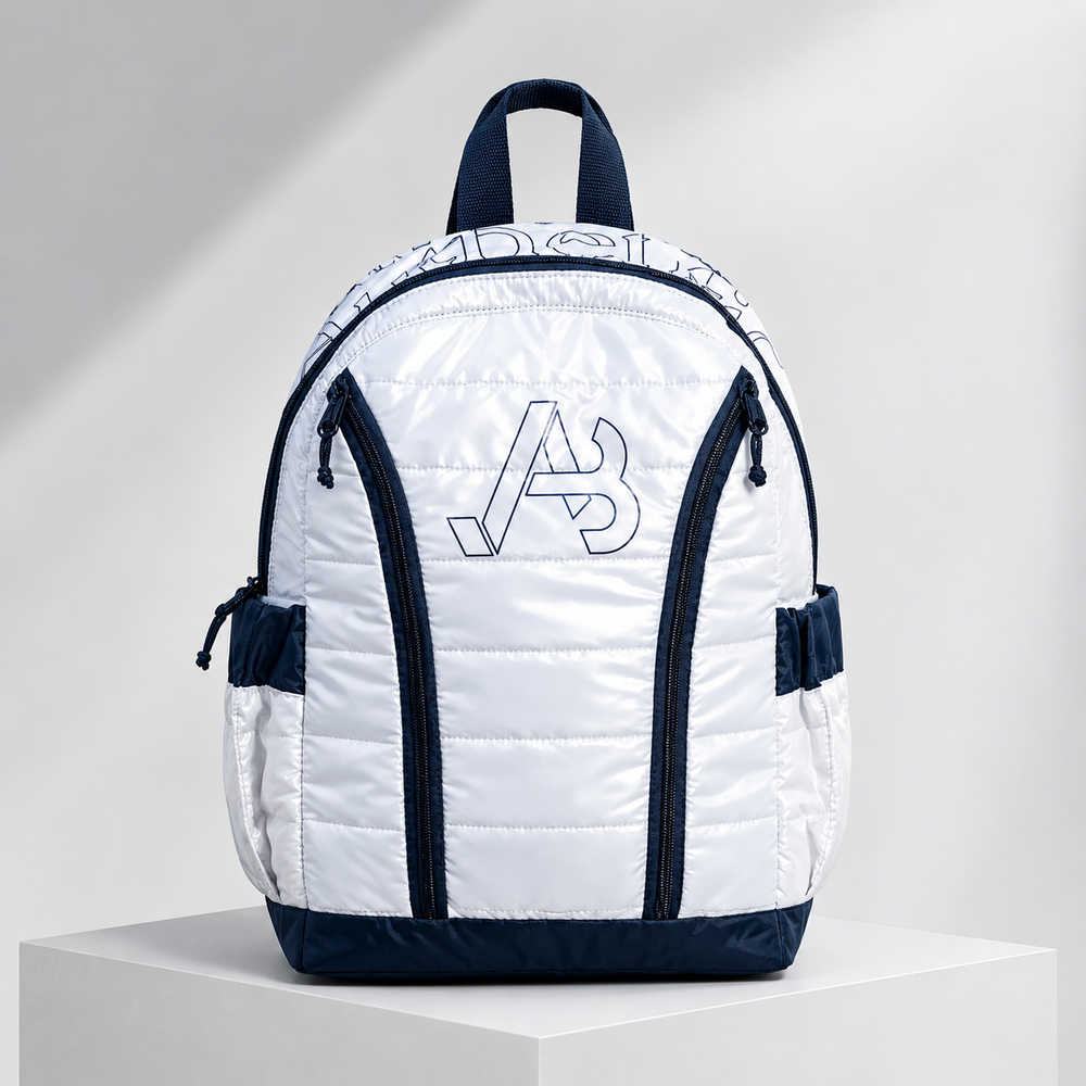 Mochila Acolchoada Authentic AB Branca e Azul-Marinho